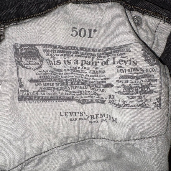 Levi's 501 Vintage Black Distressed Denim Shorts - Picture 6 of 13